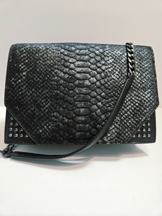linea pelle black Handbags - NWOT Linea Pelle Black 100% Leather & Calf Hair Shoulder Bag Snake Embossed